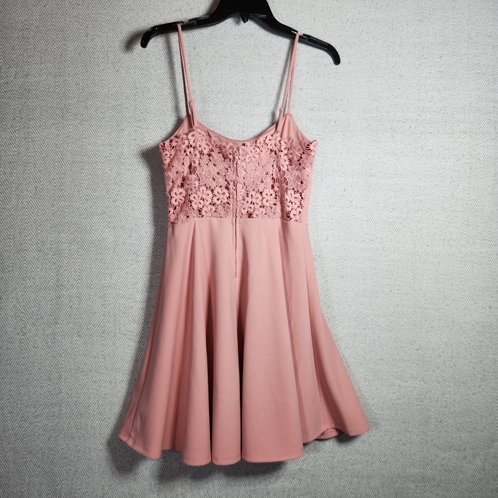 Vintage City Truangles Womens 5 Y2k Elegant Pink Spaghetti Strap Dress Lace Back